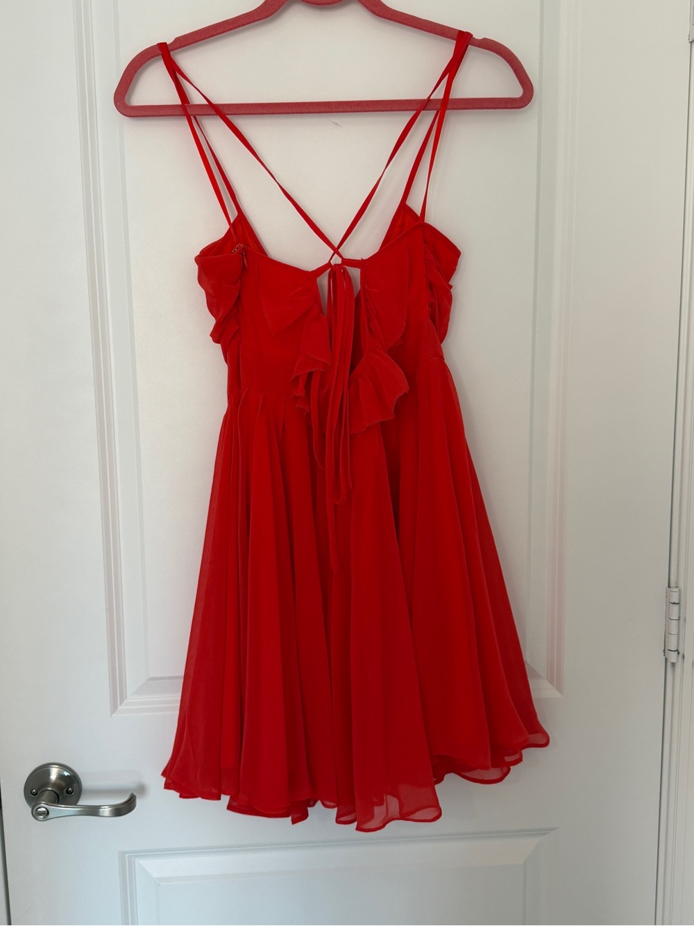 Lulu's Red Ruffle V-Neck Mini Dress - Picture 7 of 7